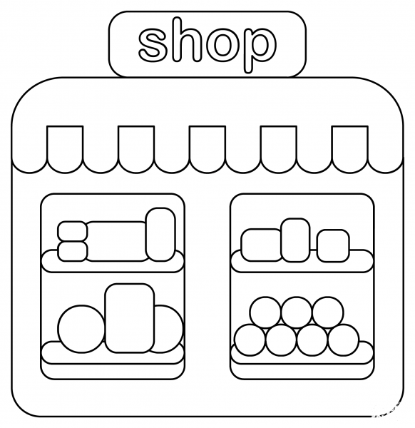 Shop coloring page image