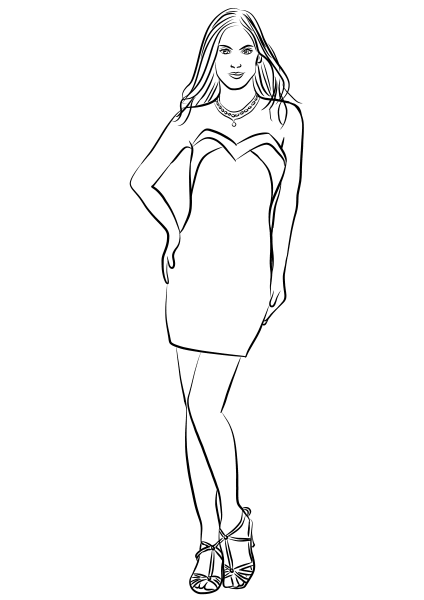 Short Strapless Prom Dress coloring page image