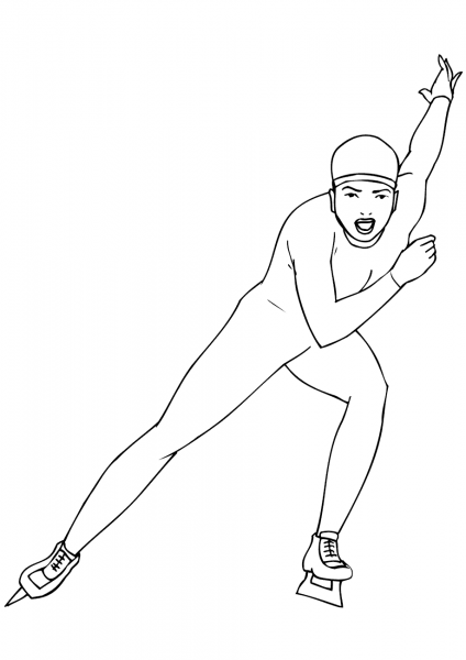 Short Track Speed Skating coloring page image
