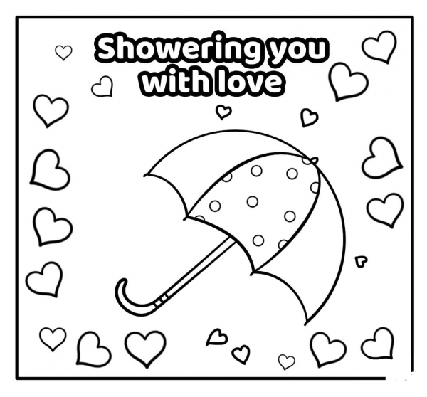 Showering You with Love – Encouraging Valentine Note coloring page image