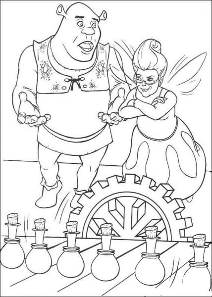 Shrek And Fairy Godmother coloring page image