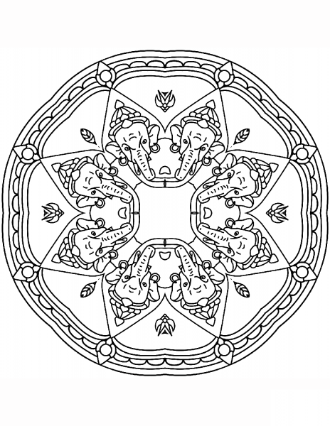 Shri Ganesha Mandala coloring page image