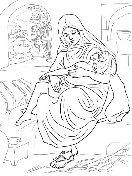 Shunammite Woman and Her Son coloring page image