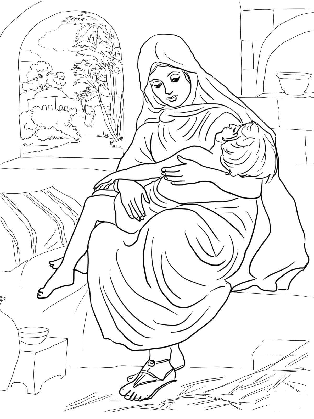 Shunammite Woman and Her Son coloring page - ColouringPages