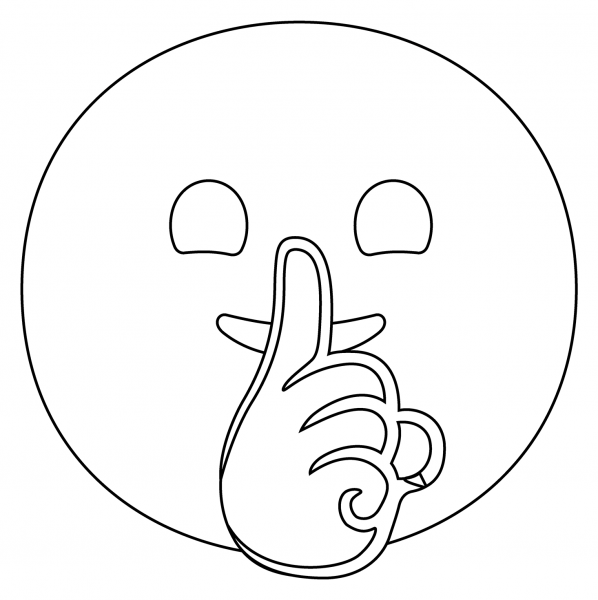 Shushing Face Emoji coloring page image