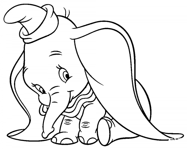 Shy Dumbo coloring page image