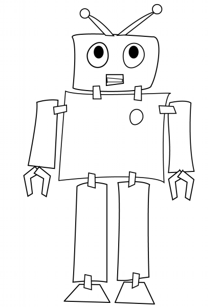 Shy Robot coloring page image