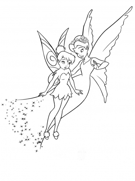 Shy Tinkerbell and Queen Clarion coloring page image