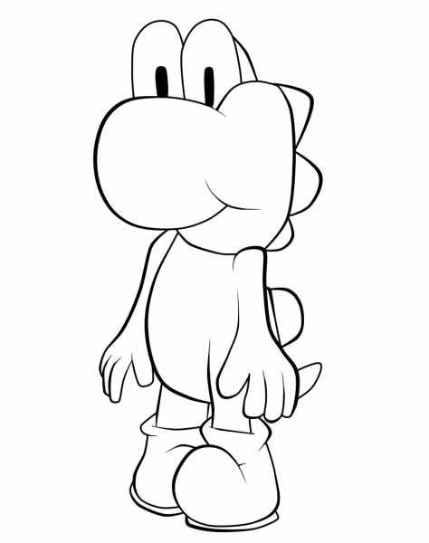 Shy Yoshi coloring page image