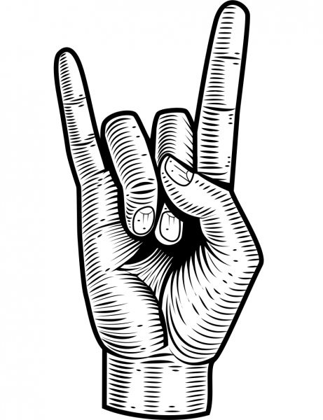 Sign of the Horns Hand Gesture coloring page image