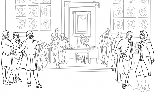 Signing of the Constitution coloring page image