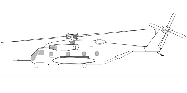 Sikorsky CH-53E Super Stallion Helicopter coloring page image