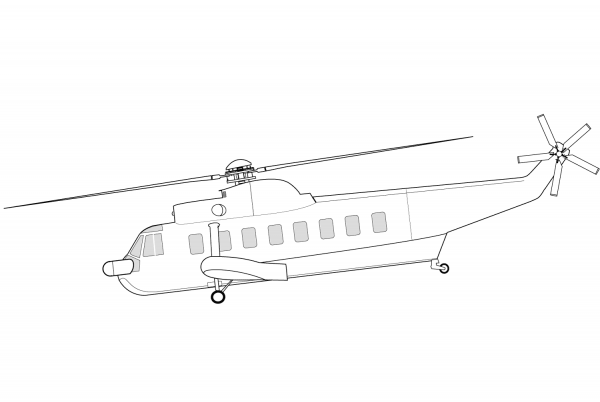 Sikorsky S-61L Helicopter coloring page image
