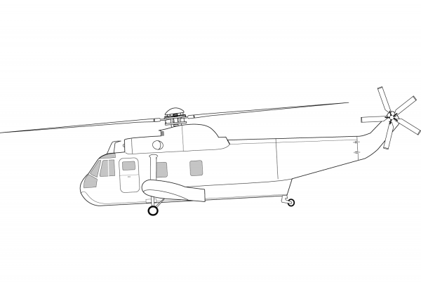 Sikorsky SH-3 Sea King Helicopter coloring page image