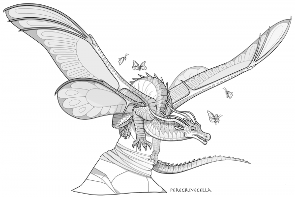 Silkwing Dragon coloring page image