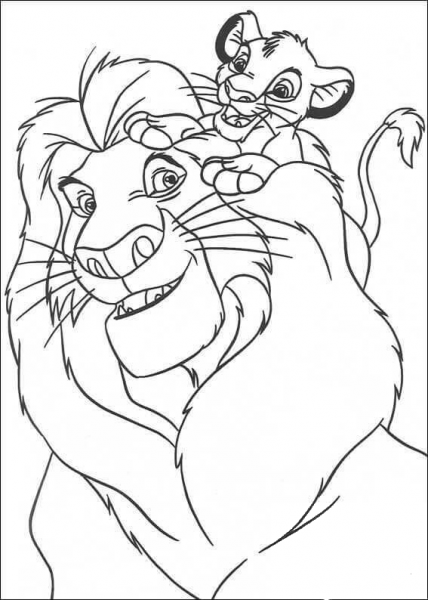 Simba and Mufasa coloring page image
