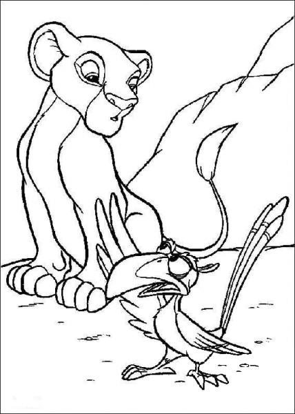 Simba With Zazu  coloring page image