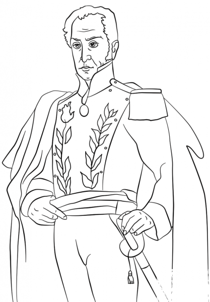 Simon Bolivar coloring page image