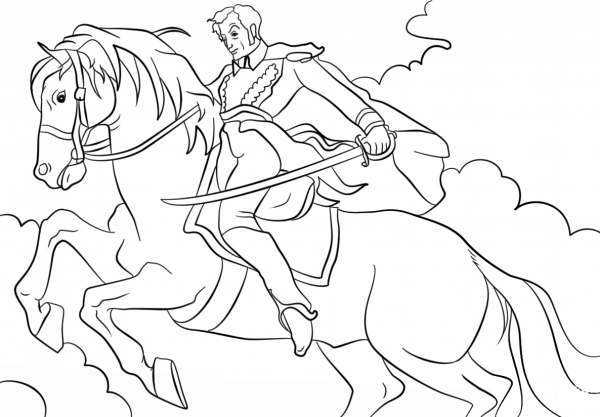 Simon Bolivar on a Horse coloring page image