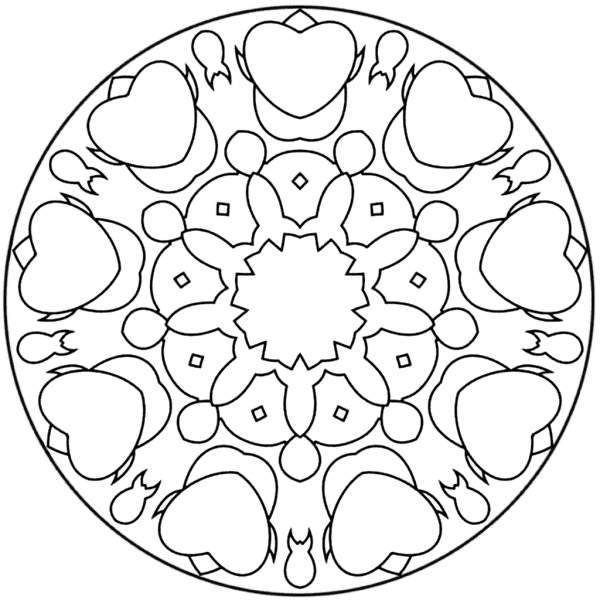 Simple Abstract Mandala coloring page image