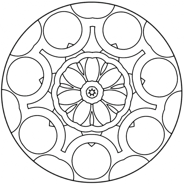 Simple Abstract Mandala coloring page image