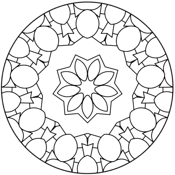 Simple Abstract Mandala coloring page image