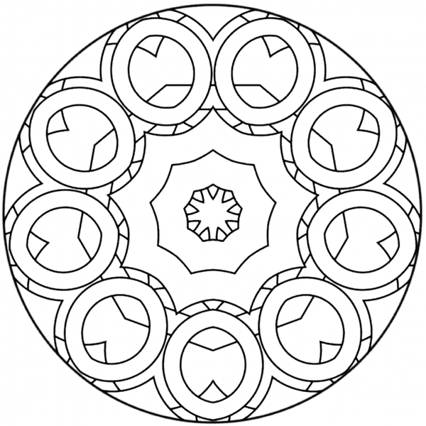 Simple Abstract Mandala coloring page image