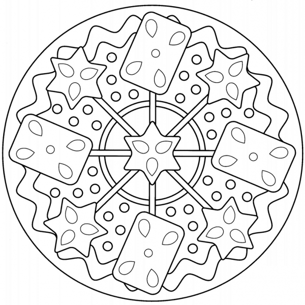 Simple Abstract Mandala coloring page image
