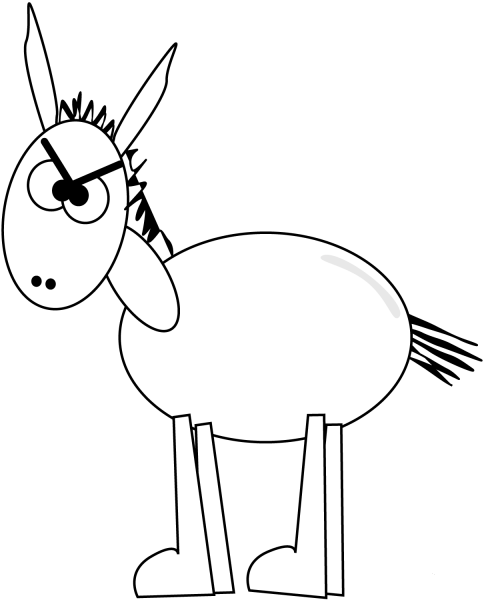 Simple Cartoon Donkey coloring page image