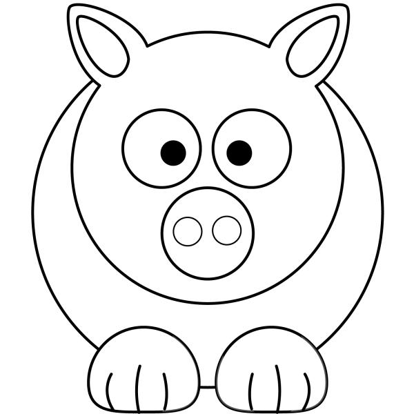 Simple Cartoon Pig coloring page image