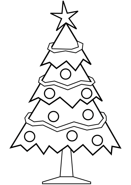 Simple Christmas Tree coloring page image