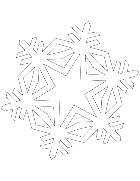 Simple Crystal Snowflake coloring page image