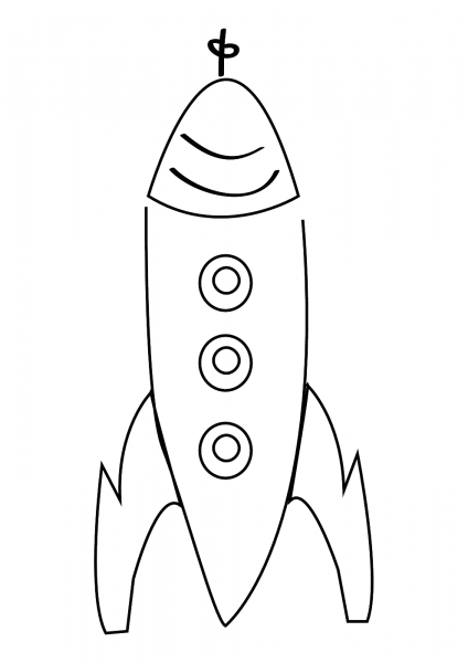 Simple Drawing of Rocket coloring page image