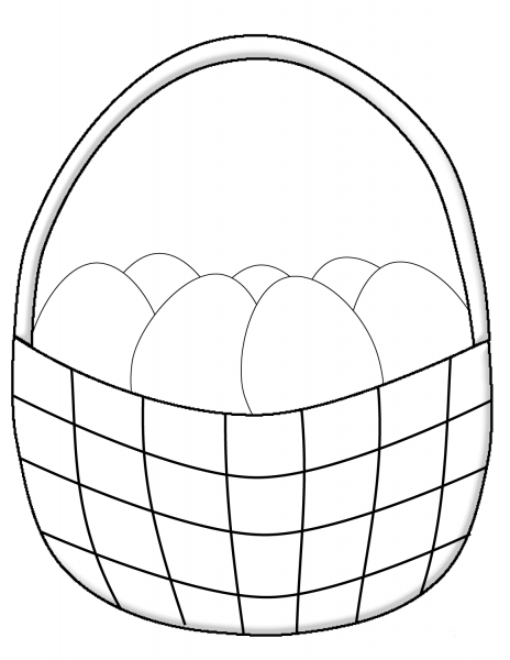 Simple Easter Basket with Eggs coloring page image