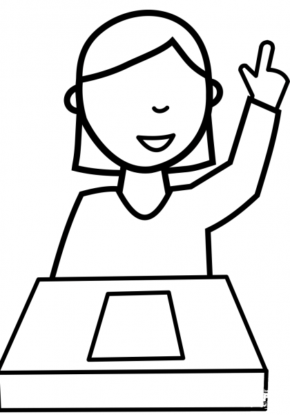 Simple Female Student coloring page image