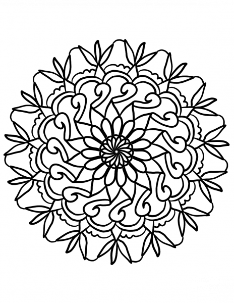 Simple Flower Mandala coloring page image