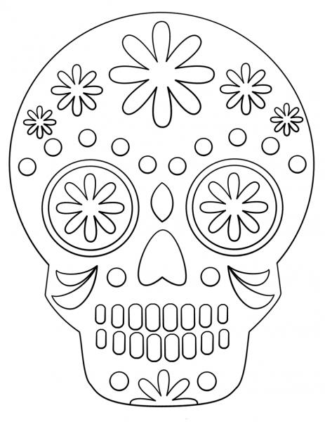 Simple Sugar Skull coloring page image