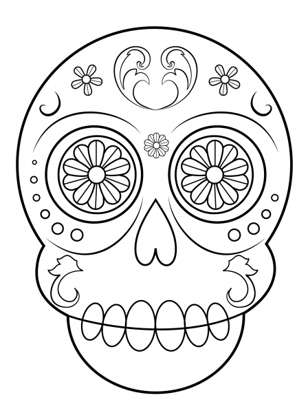 Simple Sugar Skull coloring page image
