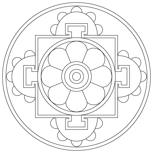 Simple Tibetan Mandala coloring page image