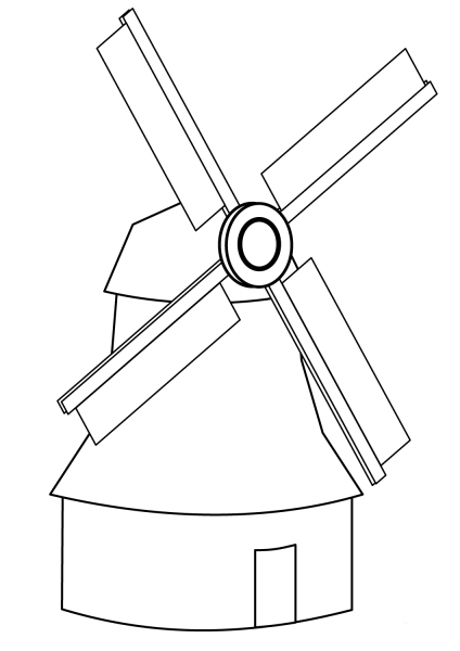 Simple Windmill coloring page image