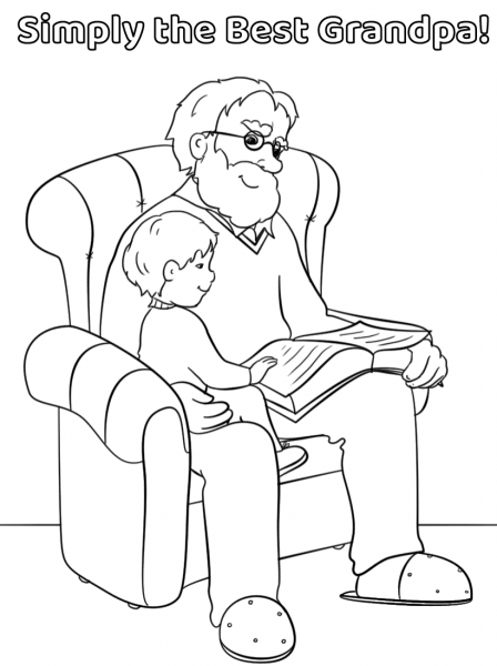 Simply the Best Grandpa! coloring page image