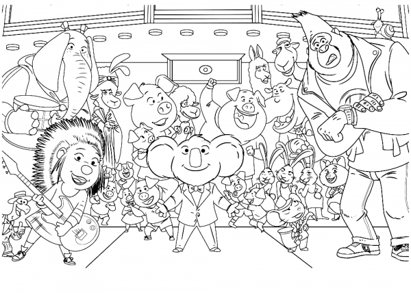 Sing Movie Characters coloring page image