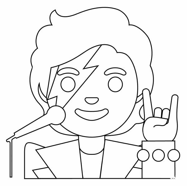 Singer Emoji coloring page image
