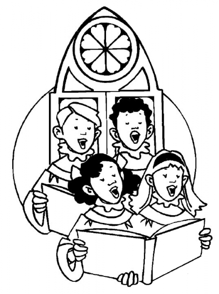 Singing in Church coloring page image