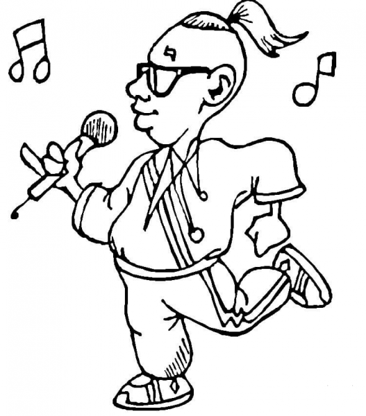 Singing in Microphone  coloring page image