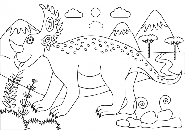 Sinoceratops coloring page image