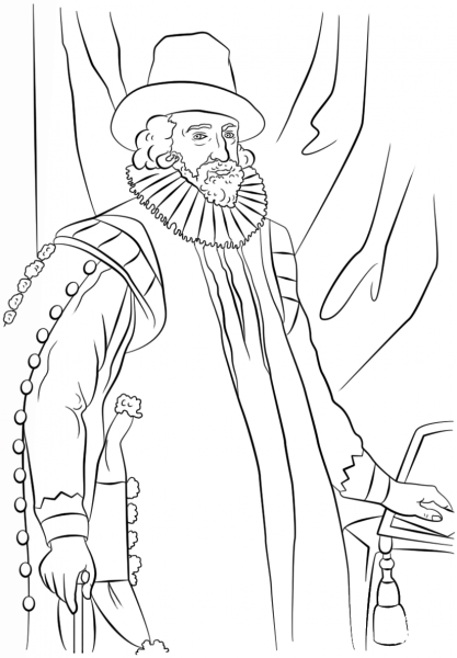 Sir Francis Bacon coloring page image