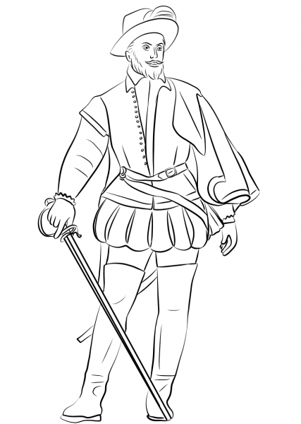 Sir Walter Raleigh coloring page image