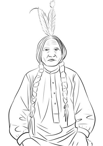 Sitting Bull coloring page image