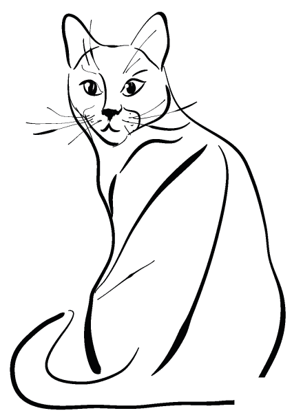 Sitting Cat coloring page image